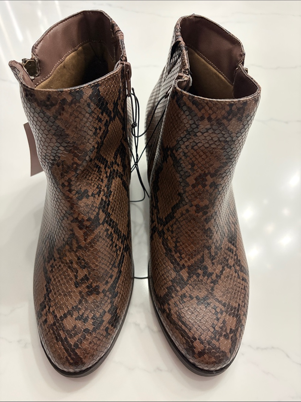 New Lane Bryant Brown Snake-Print Ankle Boots - Wide Width